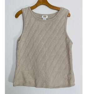 Talbots Hand Knit Sweater Vest - Women's Size L - 100% Cotton